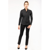 Damesblouse met "Mao" kraag lange mouwen